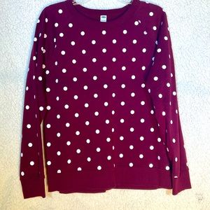 Old Navy Women’s Large Maroon with White Polka Dots Sweatshirt.